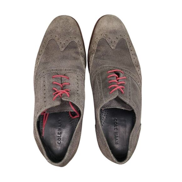 Cole Haan Shoes Mens 9 Oxford Wingtip Professional Formal Leather Classic Gray - Picture 7 of 16